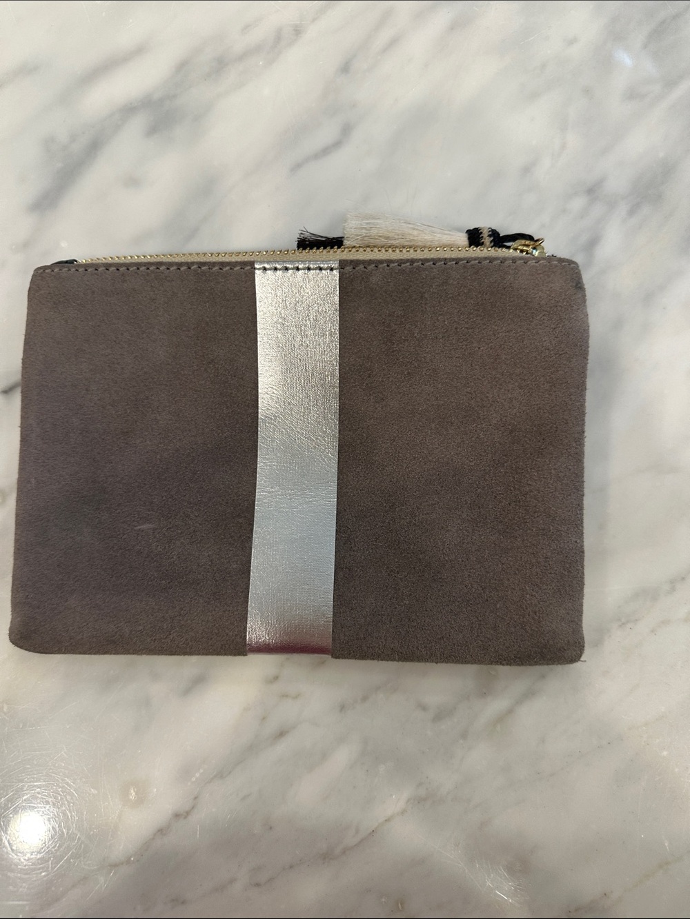 Kempton & Co Suede Wristlet Clutch with Silver Accent - Gray